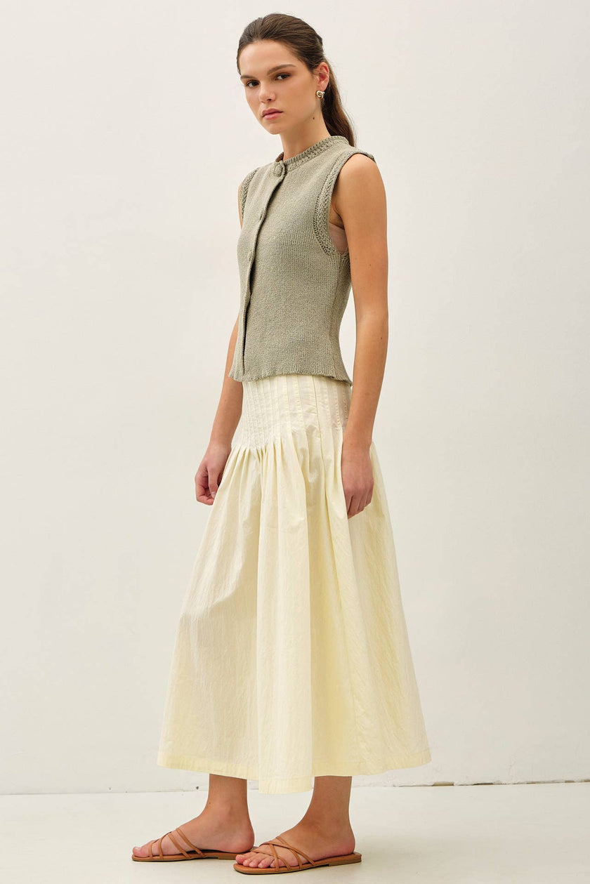 The Palazzo Pleat Midi Skirt