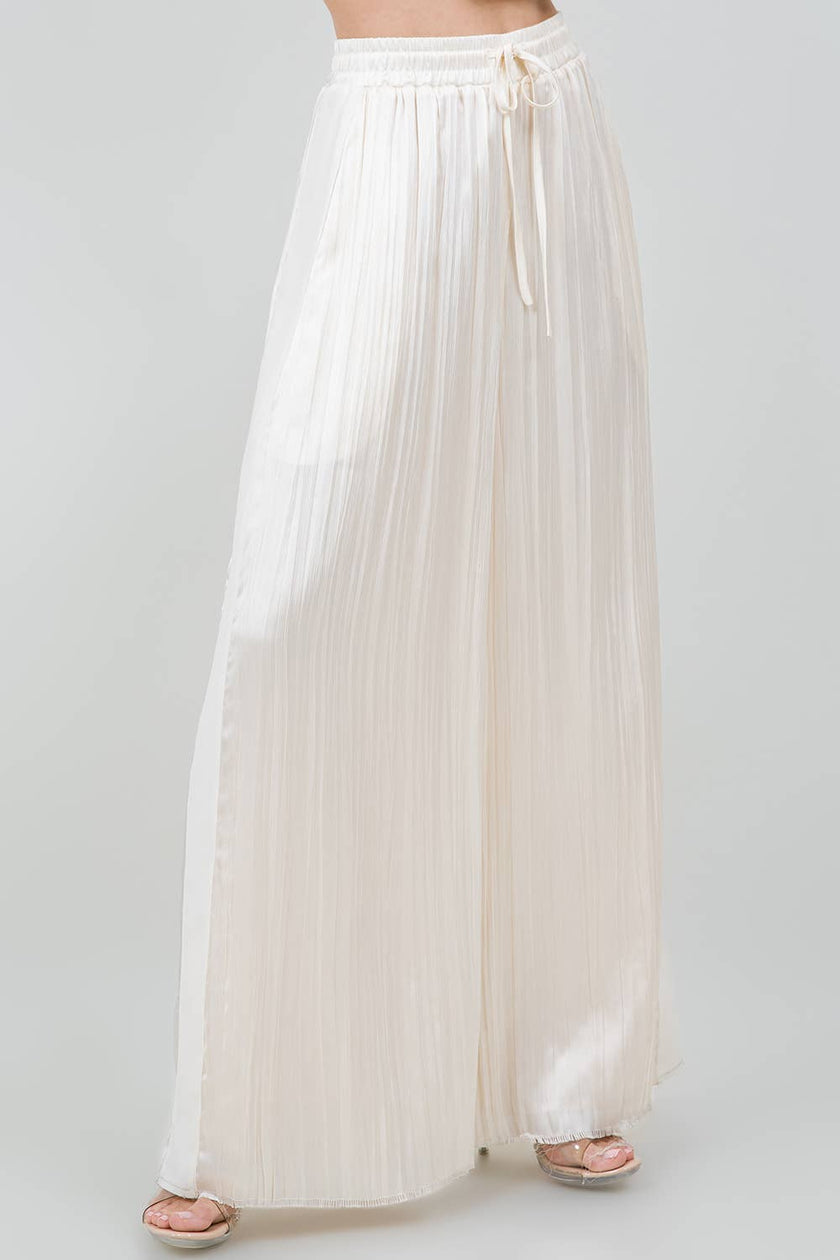 Flowy Satin Crinkle Drawstring Pants
