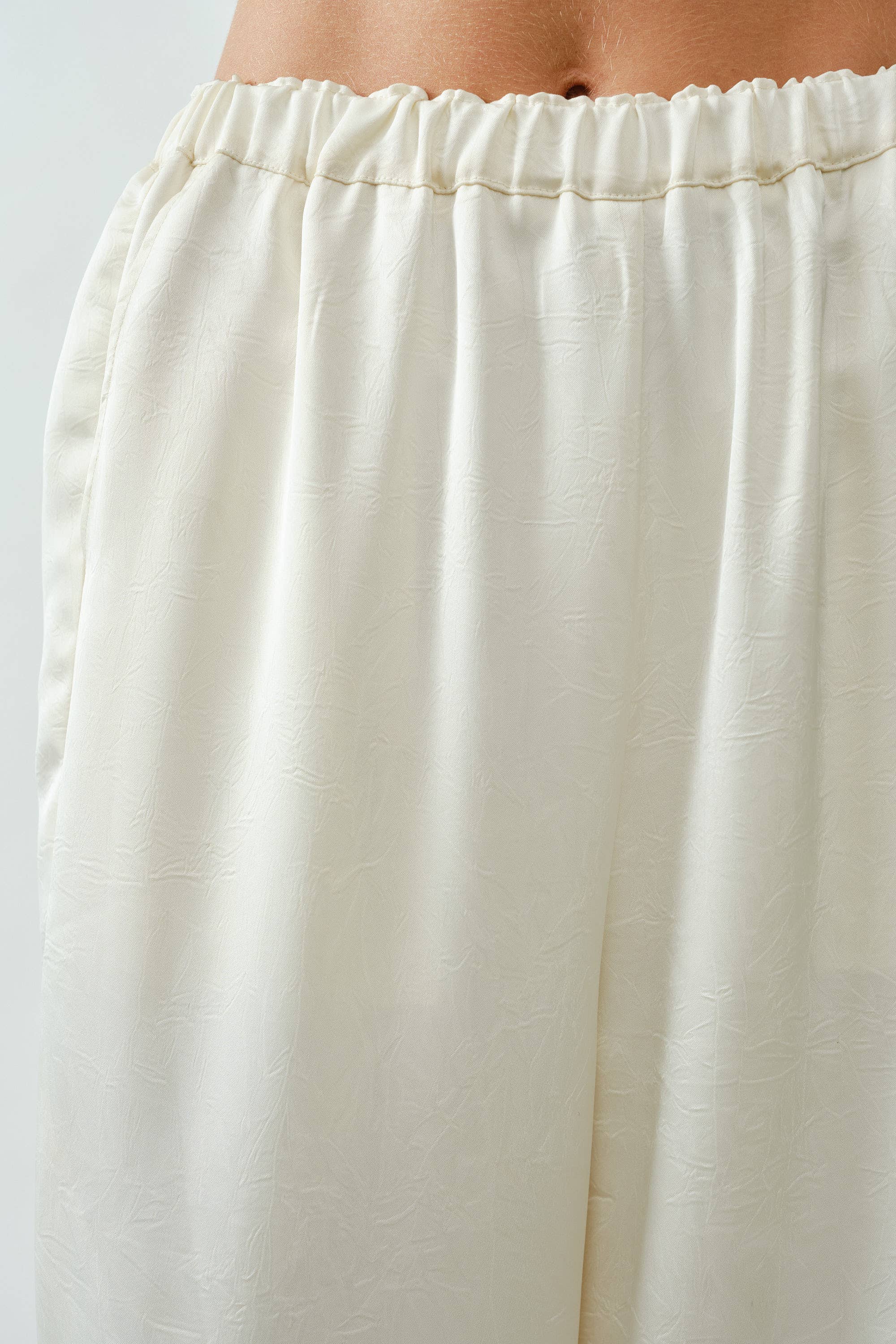 Crinkle Satin Wide-Leg Pants