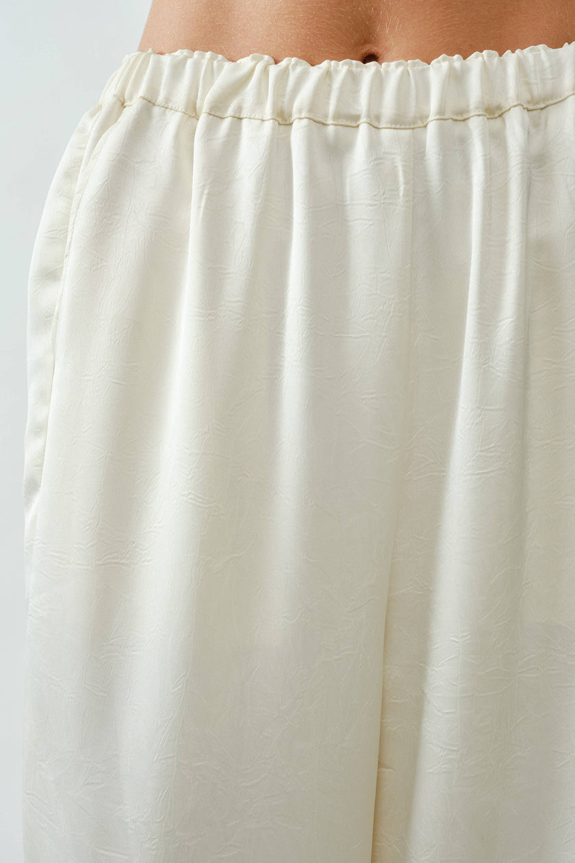 Crinkle Satin Wide-Leg Pants