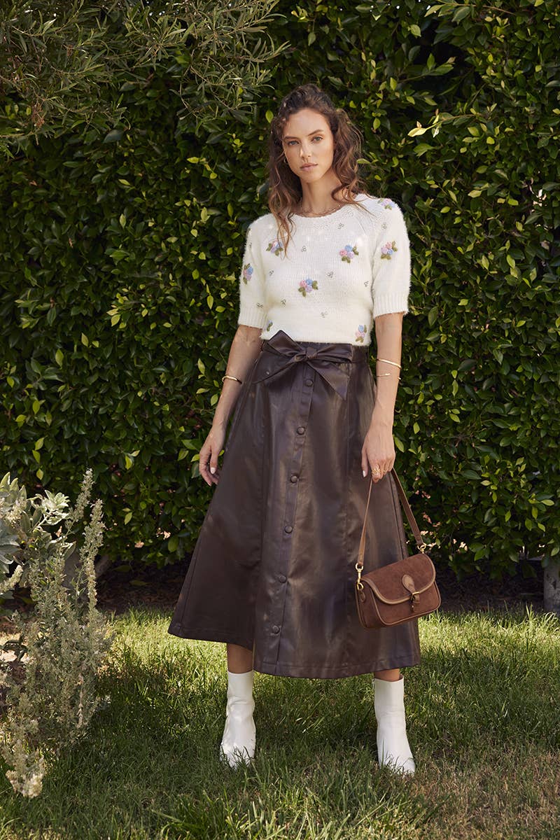 Cioccolato Faux Leather Skirt