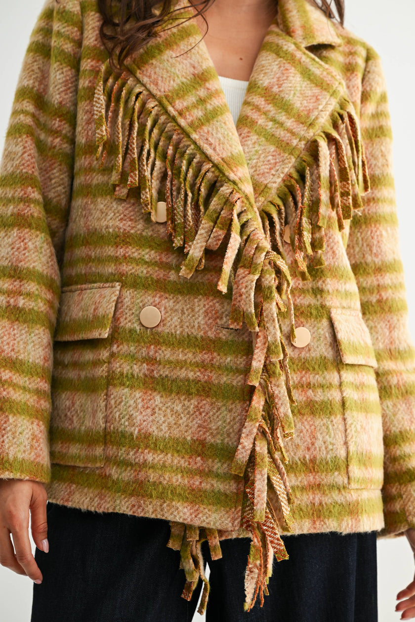 Plaid Fringe Jacket