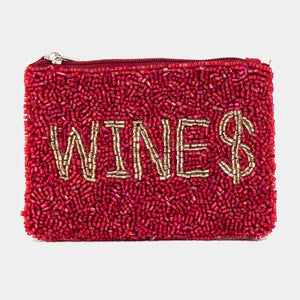 Wine Beaded Coin Purse