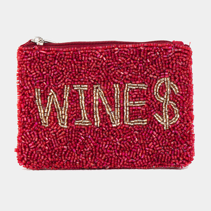 Wine Beaded Coin Purse