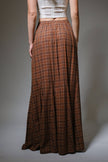 Plaid Elastic Back Maxi Skirt