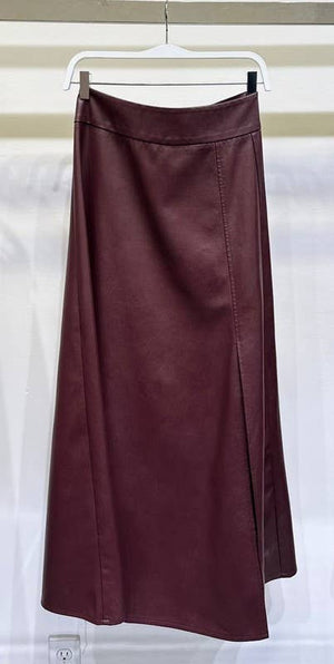 Burgundy Maxi Skirt with Side Slit
