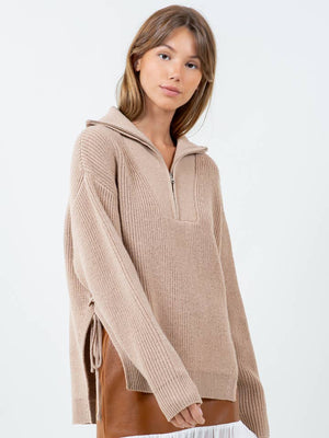 Zip Up Knot Top Side Drawsting