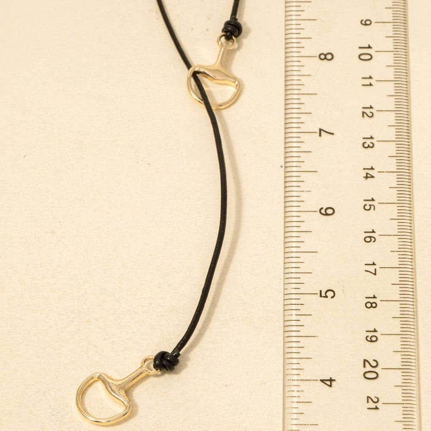 Horse Bit Pendant Leather Cord Necklace