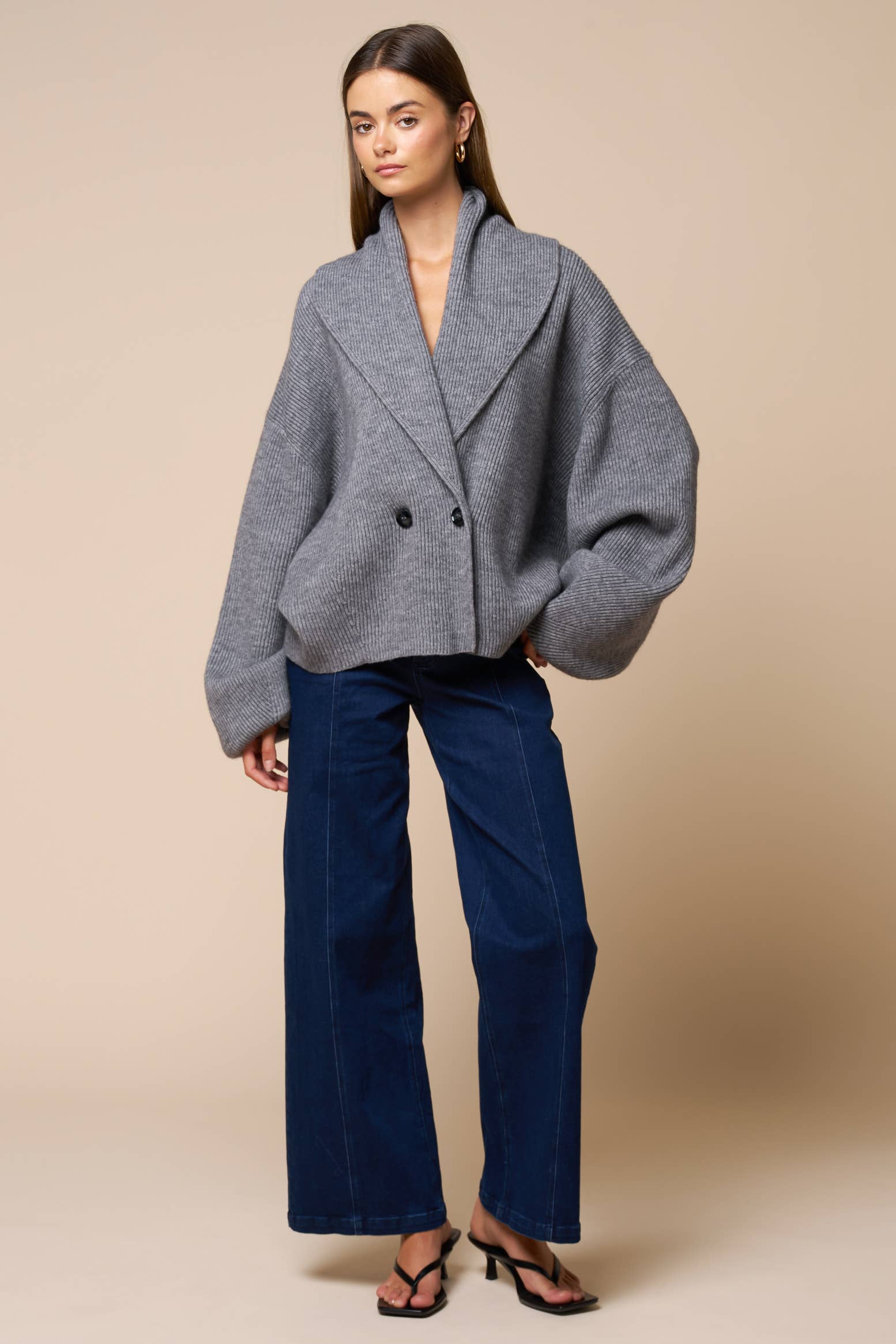 Shawl Collar Wrap Knit Cardigan