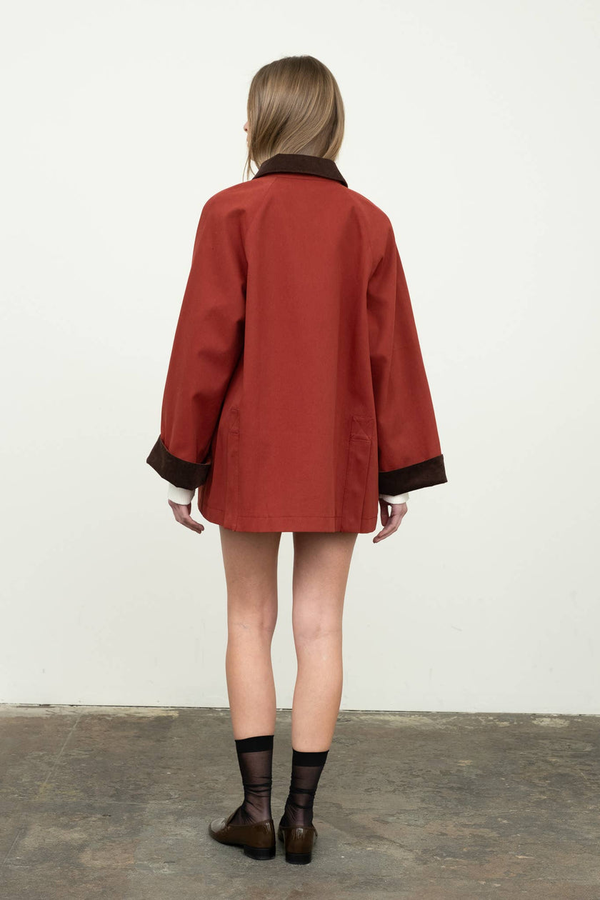 Corduroy Detail Button Down Jacket