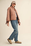 Floral Quilted Jacket Ribbon Sleeve