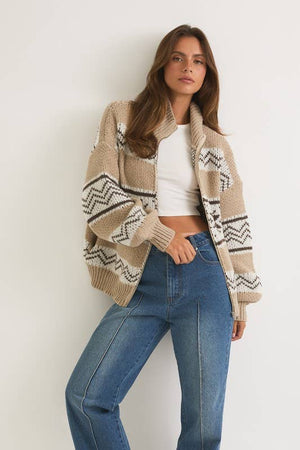 Collared Fair Isle Knit Jacket