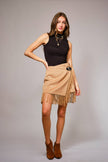 Fringe Buckle Wrap Mini Skirt