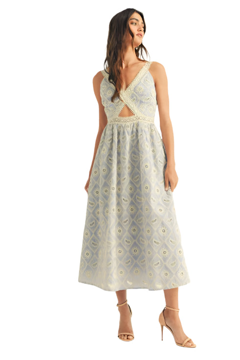 Embroidered Cutout Midi