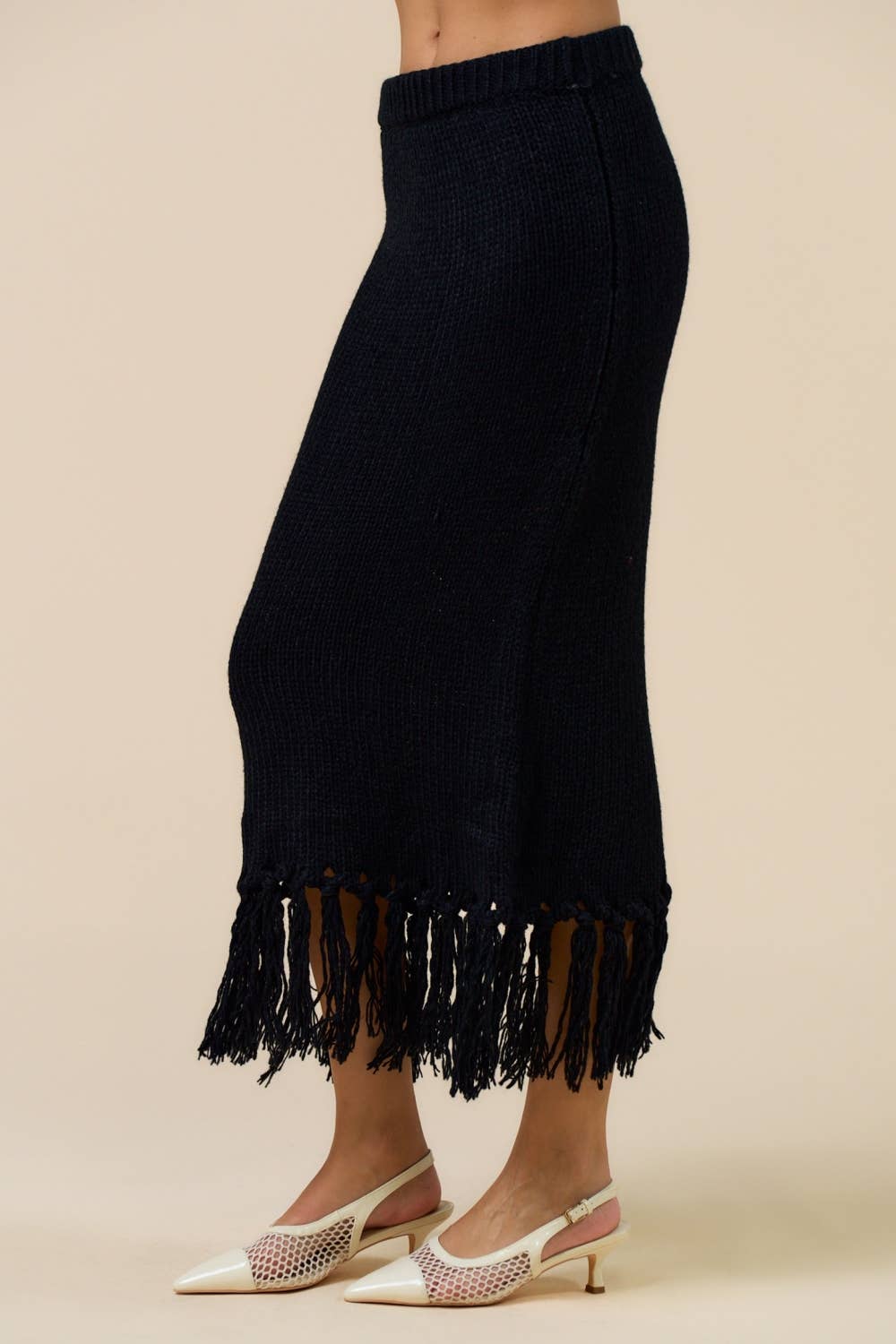 Tassel Trim Knit Skirt