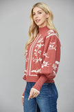 Balloon Sleeve Mock Neck Sweater | Red