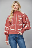 Balloon Sleeve Mock Neck Sweater | Red