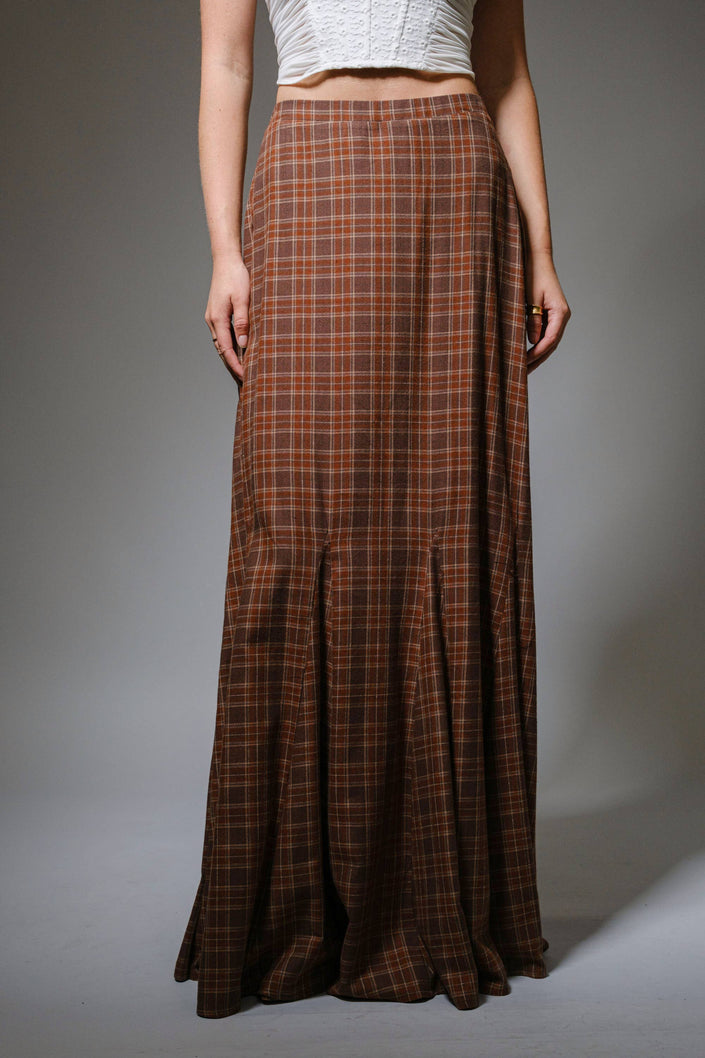 Plaid Elastic Back Maxi Skirt