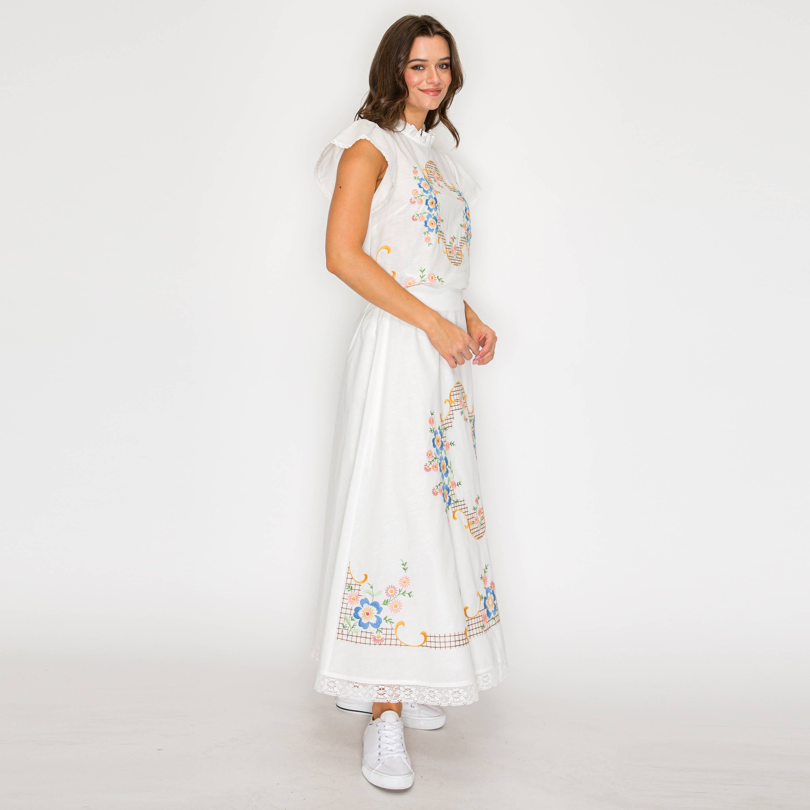 Heirloom Garden Embroidered Midi Skirt