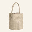 Faux Leather Basket Weave Bucket Bag | Oat