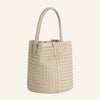 Faux Leather Basket Weave Bucket Bag | Oat