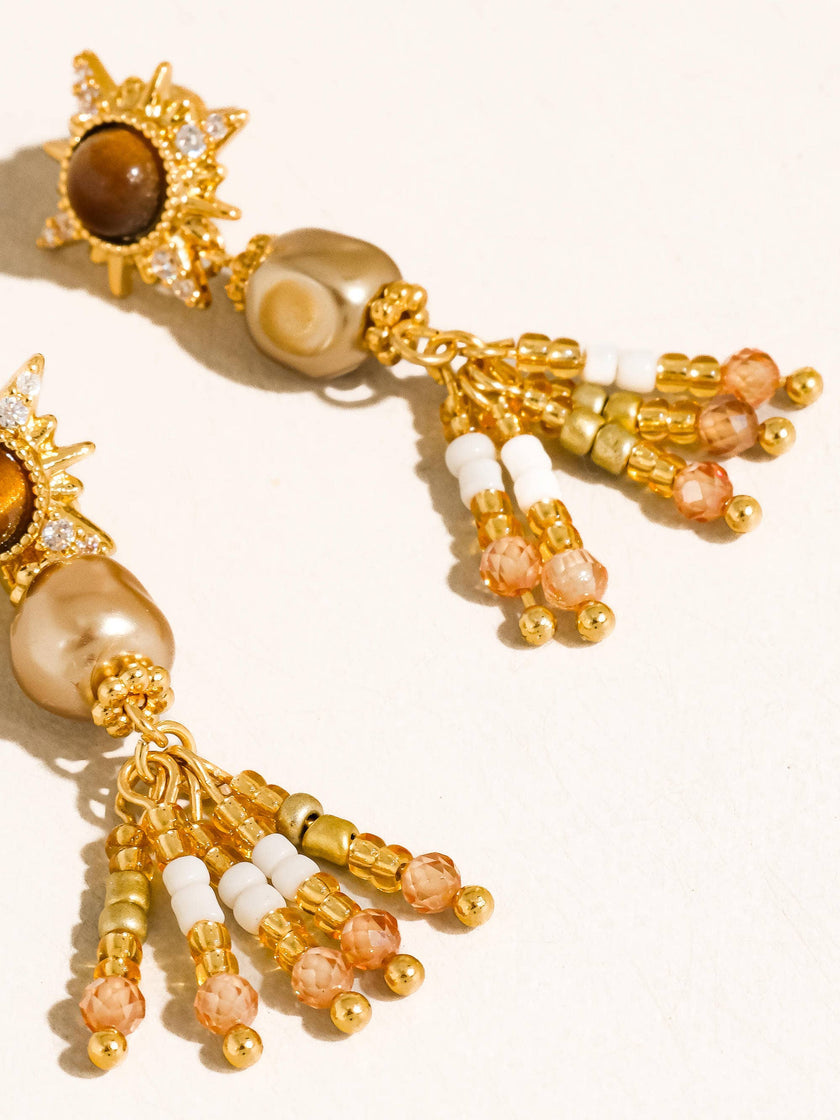 Lalique 18K Gold  Pearl Sunburst Earrings