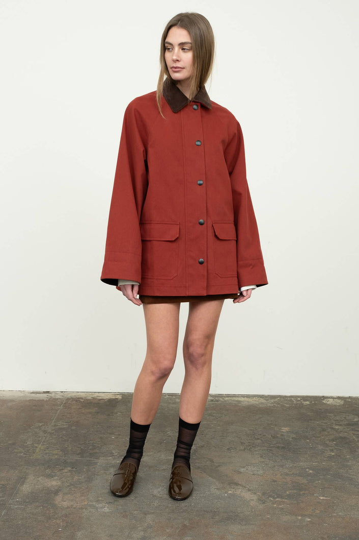 Corduroy Detail Button Down Jacket