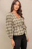 Plaid Flannel Wrap Blouse