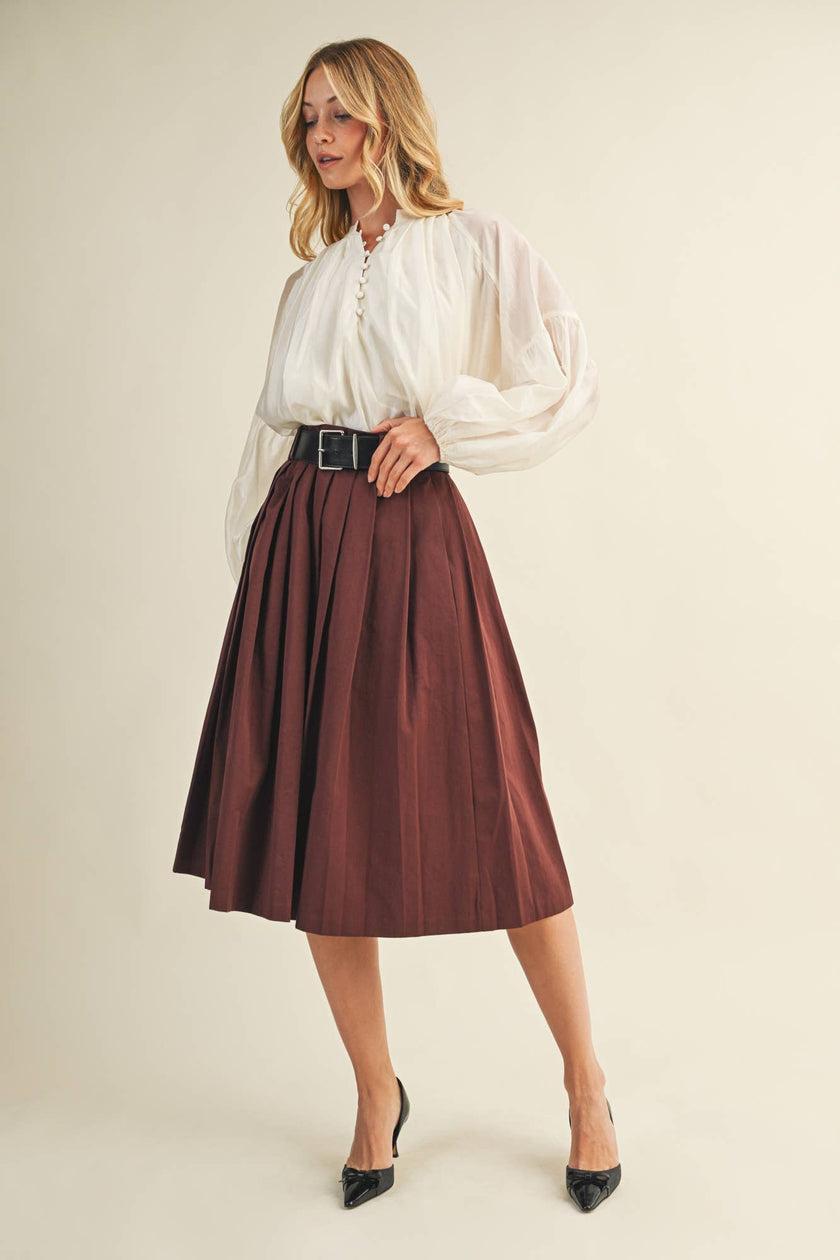 Balloon Sleeve Button Front Blouse