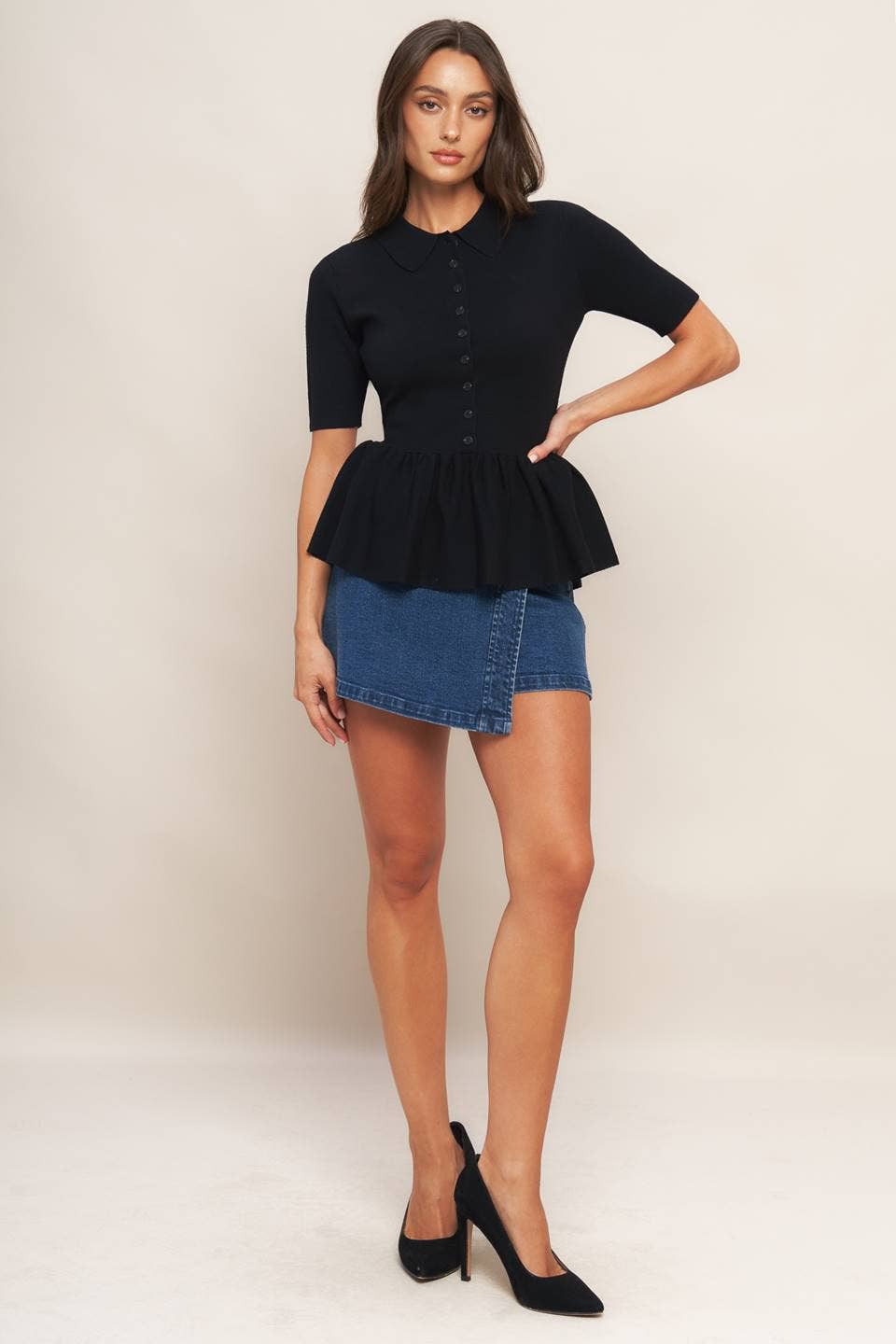 Black Knit Peplum