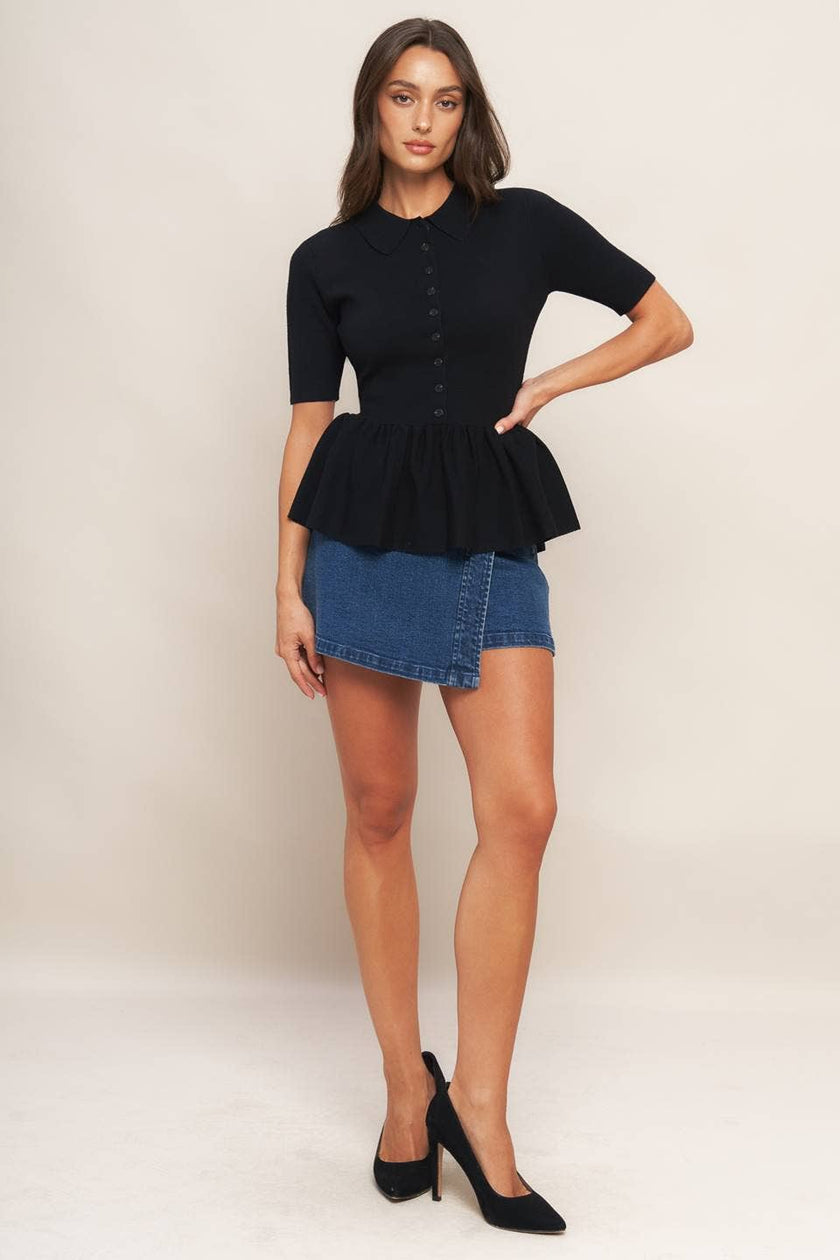 Black Knit Peplum