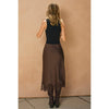 Dull Satin Lace Hem Pencil Skirt