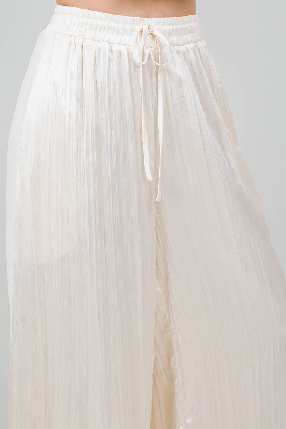 Flowy Satin Crinkle Drawstring Pants