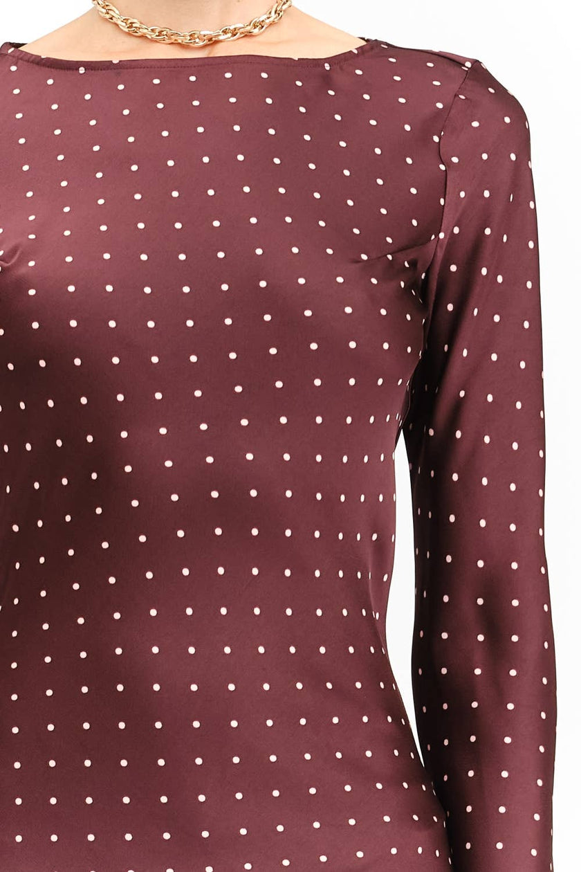 Georgie Burgundy Dot Dress