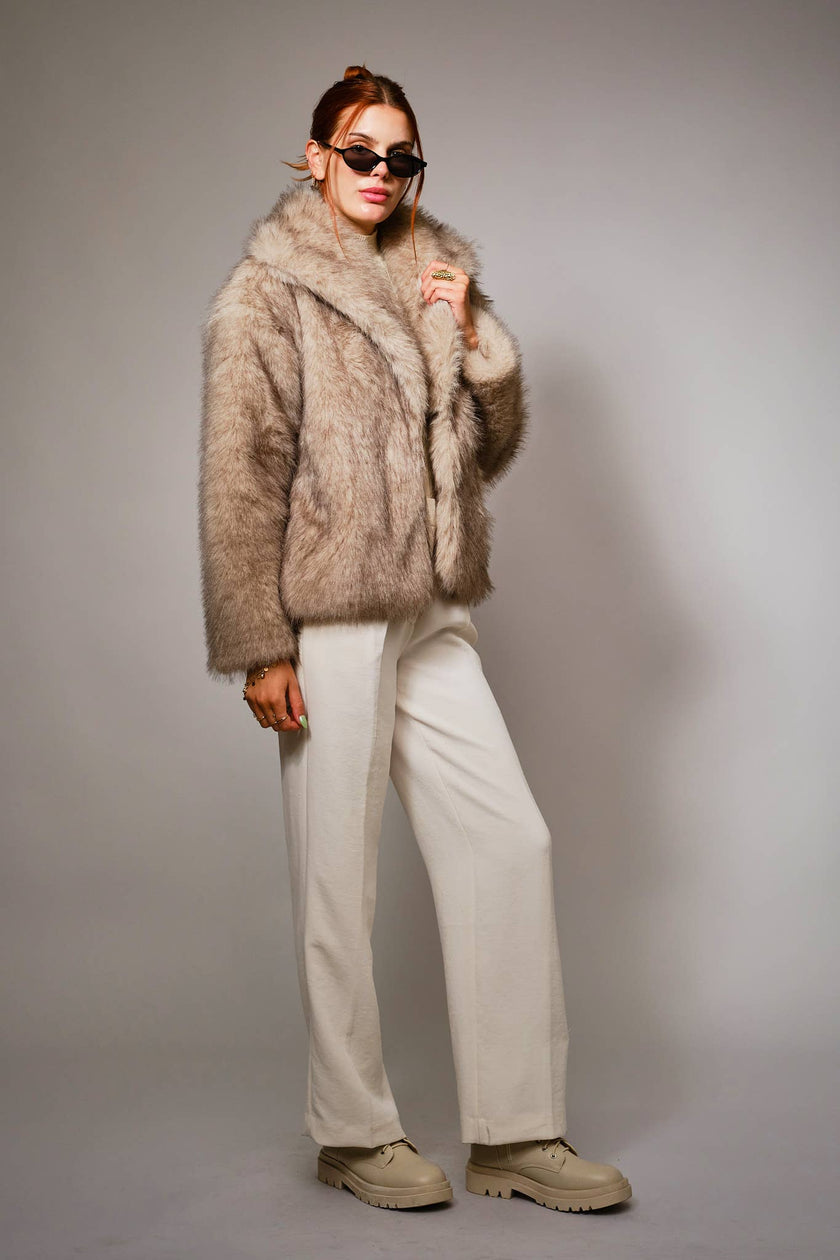 Two Tone Faux Fur Jacket