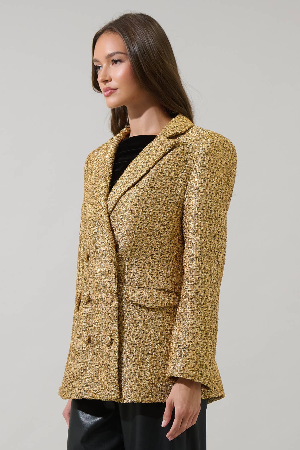 Tamary Tweed Vesta Collared Blazer