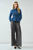 Denim Charm Peplum Blouse