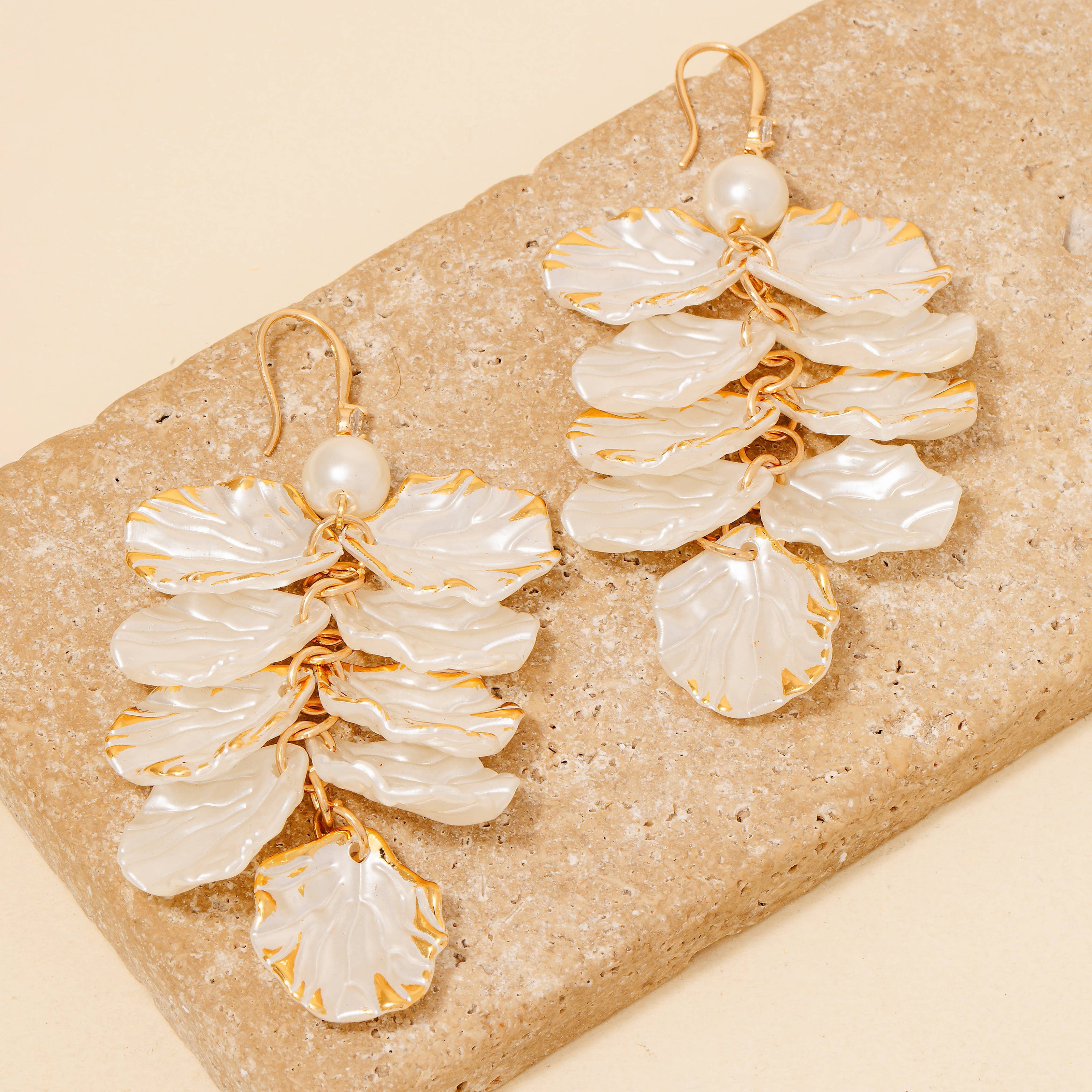 Acrylic Pearl Petals Dangle Earrings