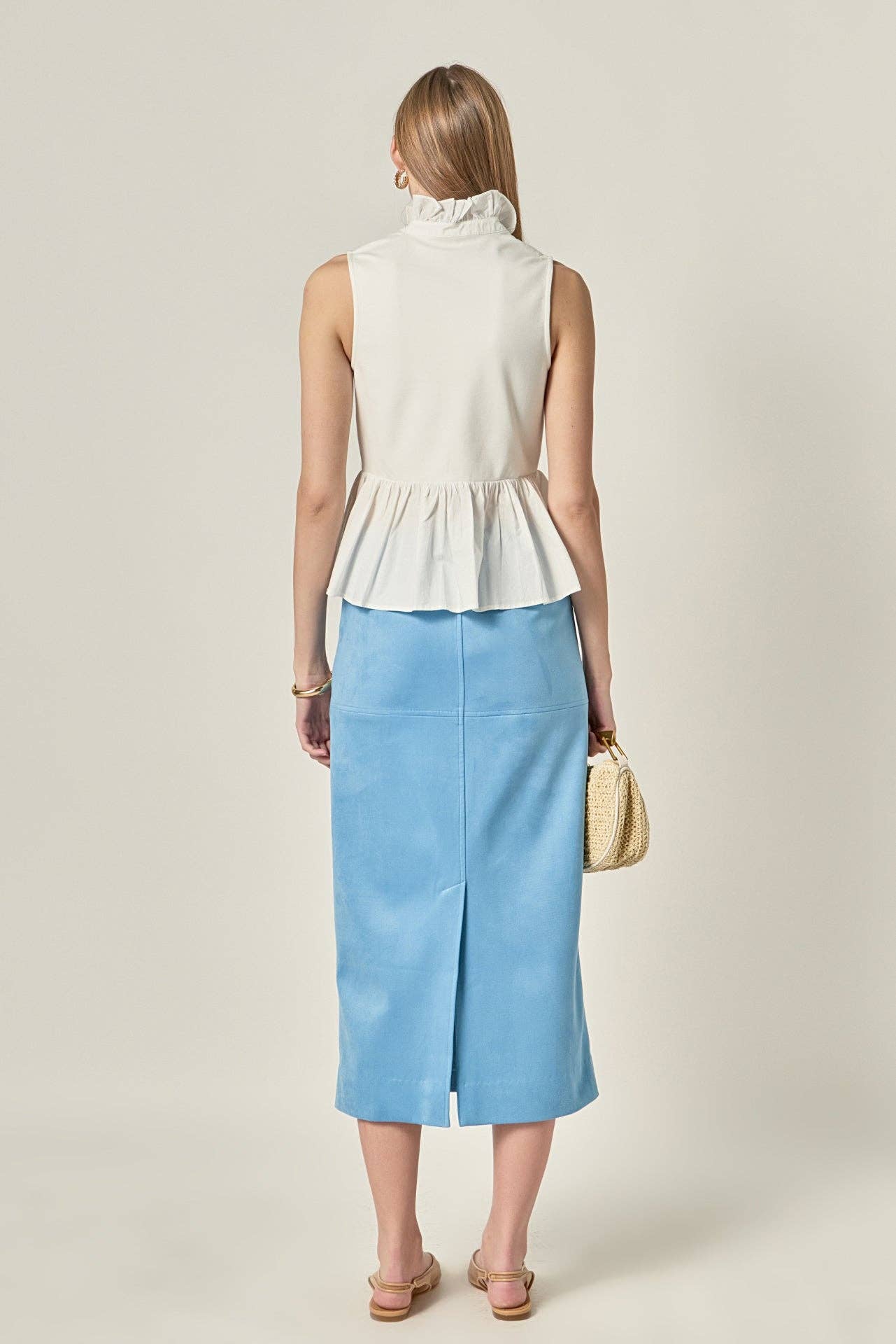 Faux Suede Midi Skirt