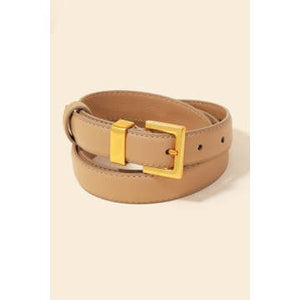 Leather Square Buckle Belt | Ivory