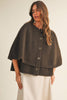 Button Closure Cape Cardigan | Espresso