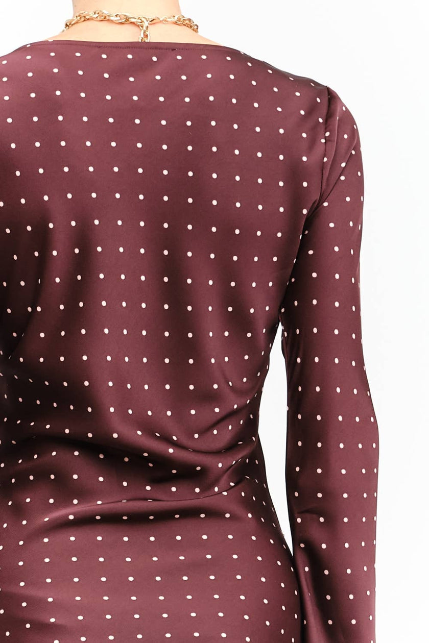 Georgie Burgundy Dot Dress