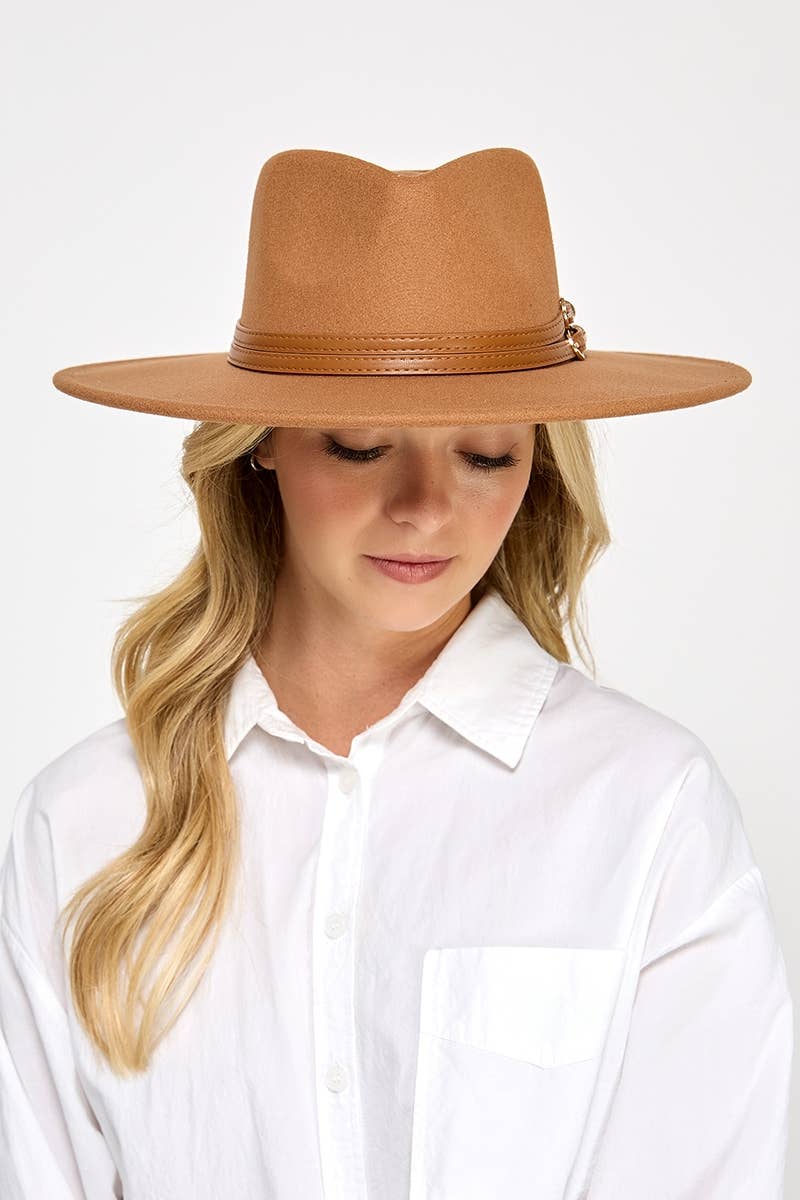 Double Belt Strap Fedora Hat