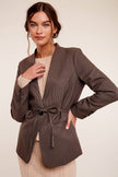 Belted Houndstooth Blazer