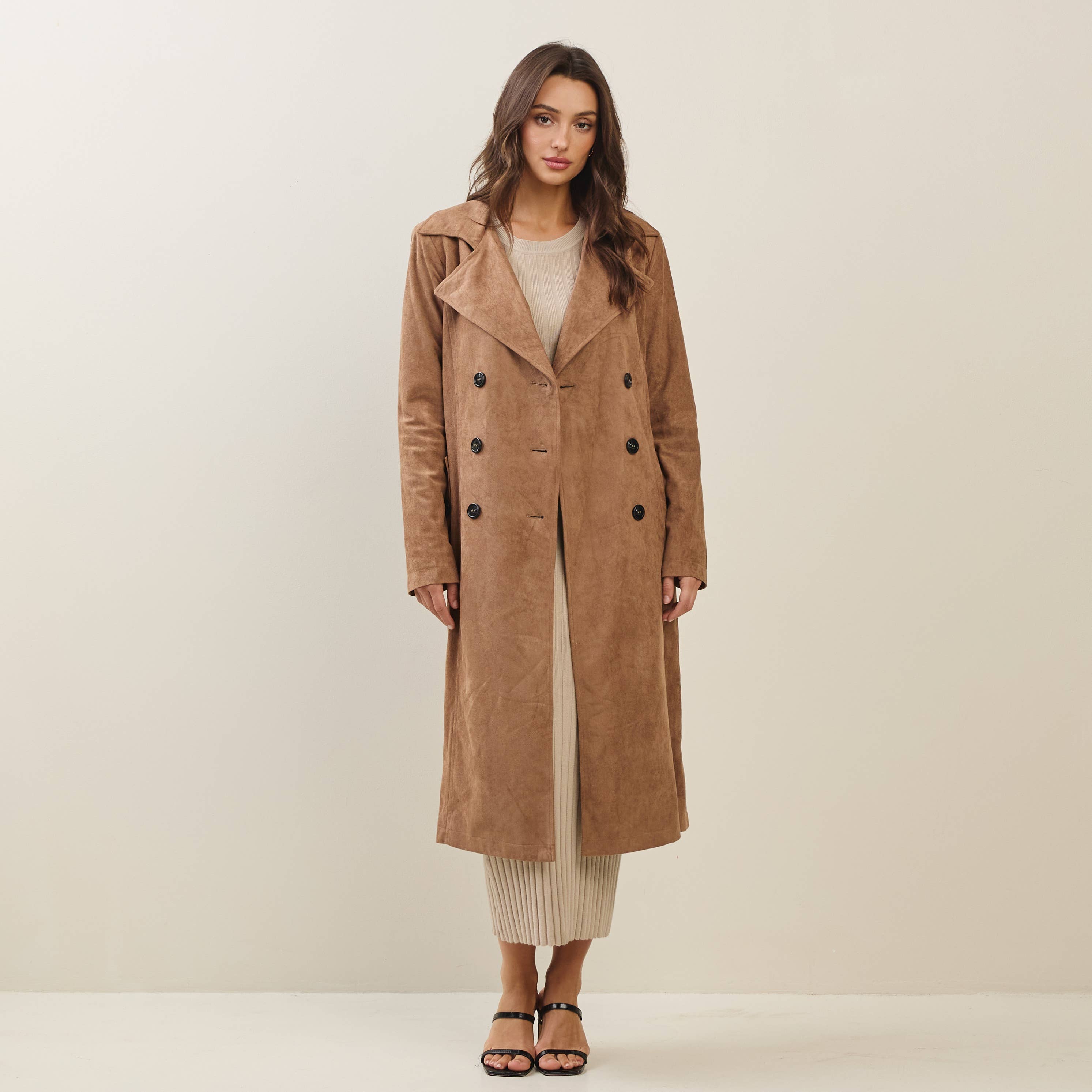 Vegan Suede Trench Coat