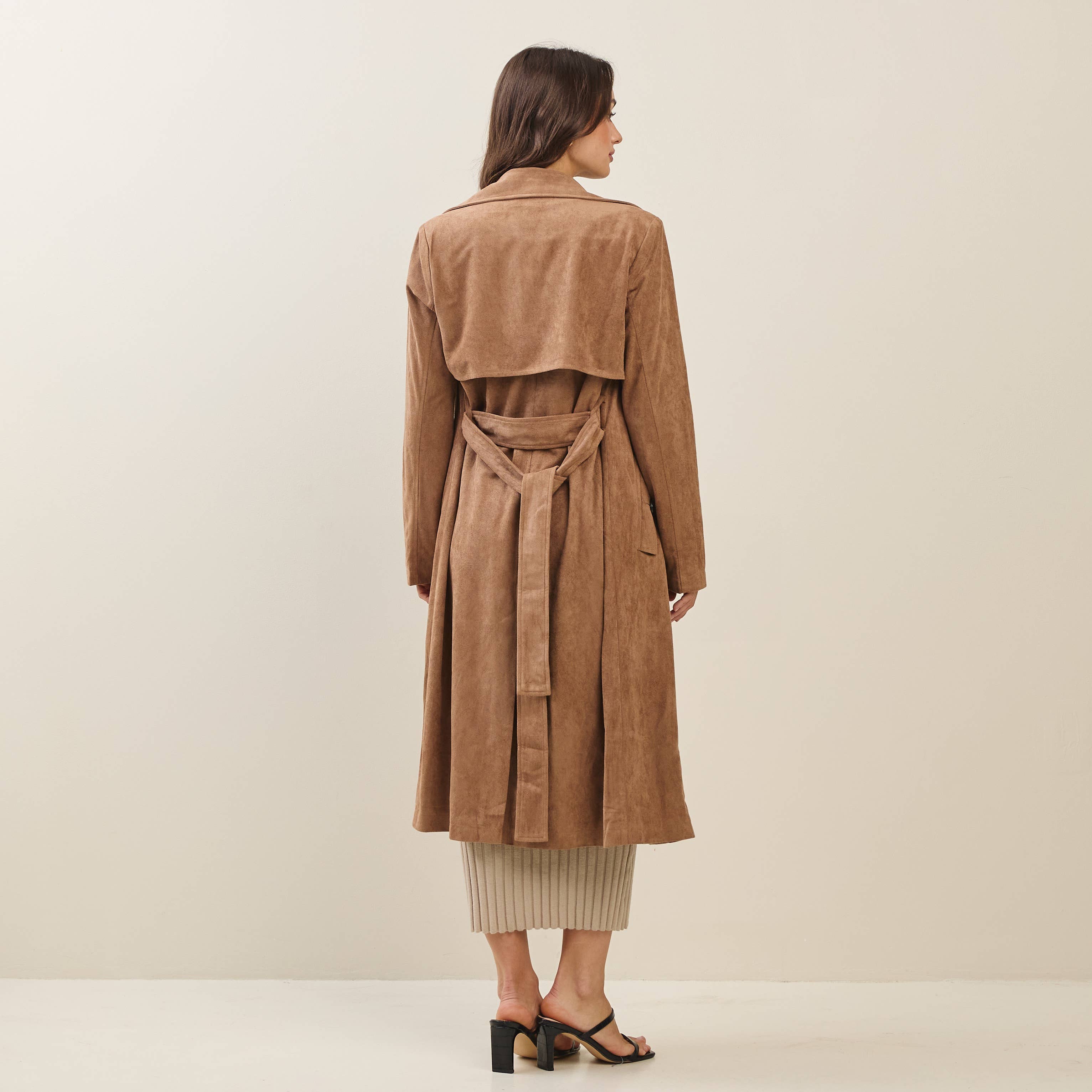 Vegan Suede Trench Coat