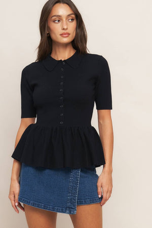 Black Knit Peplum