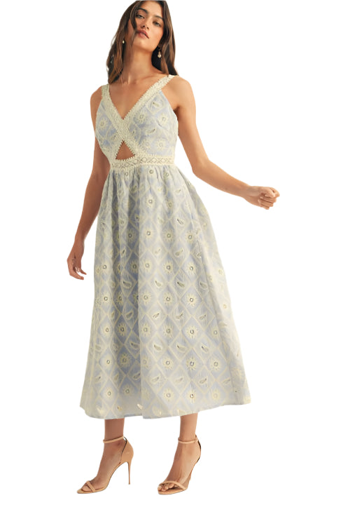 Embroidered Cutout Midi