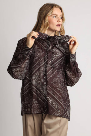 Paisley Scarf Neck Blouse