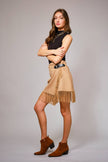 Fringe Buckle Wrap Mini Skirt
